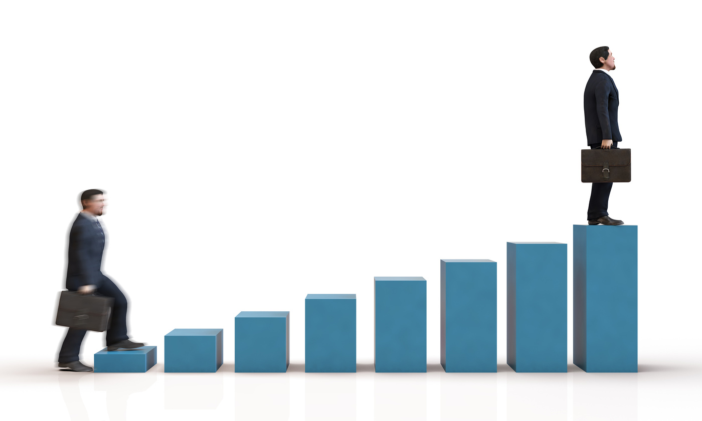 Businessman Climbing The Stairs Step By Step